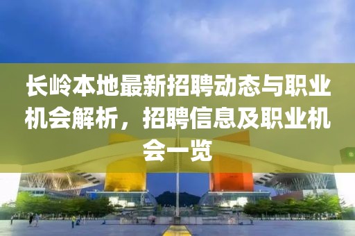 长岭本地最新招聘动态与职业机会解析，招聘信息及职业机会一览