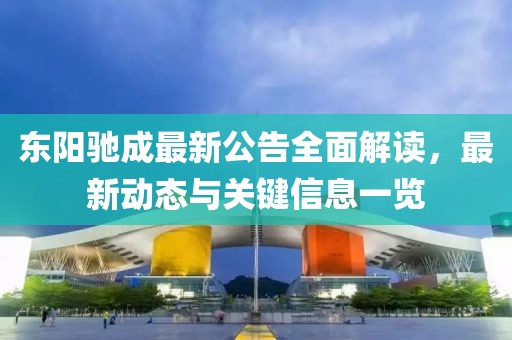 东阳驰成最新公告全面解读，最新动态与关键信息一览