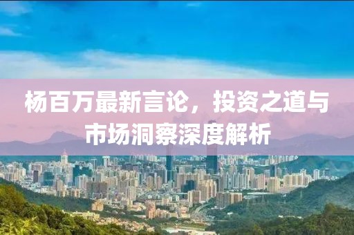 杨百万最新言论，投资之道与市场洞察深度解析