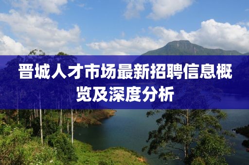 晋城人才市场最新招聘信息概览及深度分析