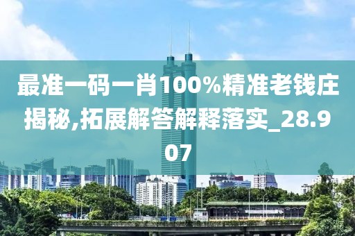 最准一码一肖100%精准老钱庄揭秘,拓展解答解释落实_28.907
