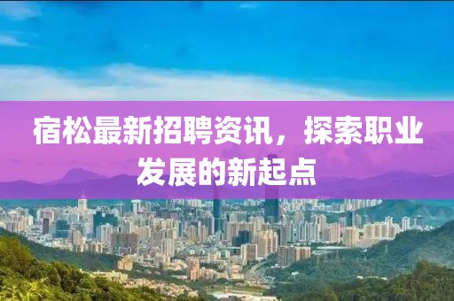 宿松最新招聘资讯，探索职业发展的新起点