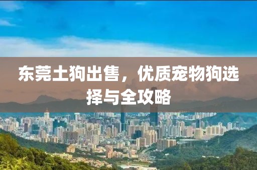 东莞土狗出售，优质宠物狗选择与全攻略