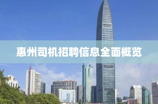 惠州司机招聘信息全面概览