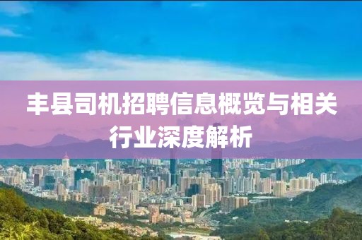丰县司机招聘信息概览与相关行业深度解析