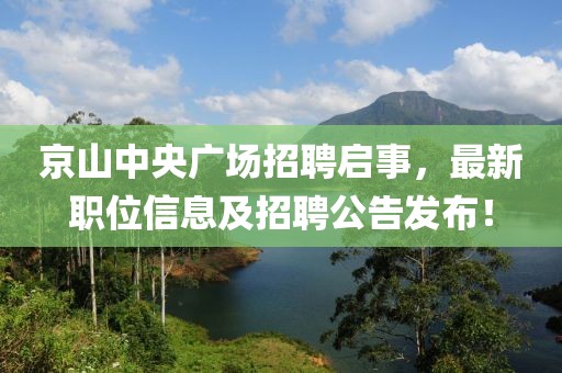 京山中央广场招聘启事，最新职位信息及招聘公告发布！