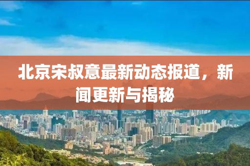 北京宋叔意最新动态报道，新闻更新与揭秘