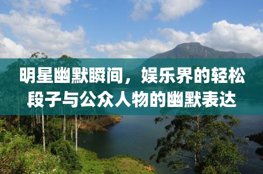 明星幽默瞬间，娱乐界的轻松段子与公众人物的幽默表达