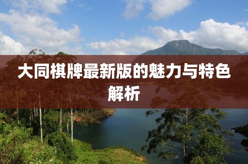 大同棋牌最新版的魅力与特色解析