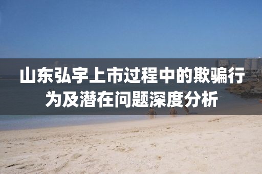 山东弘宇上市过程中的欺骗行为及潜在问题深度分析
