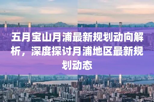 五月宝山月浦最新规划动向解析，深度探讨月浦地区最新规划动态