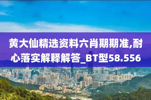 黄大仙精选资料六肖期期准,耐心落实解释解答_BT型58.556