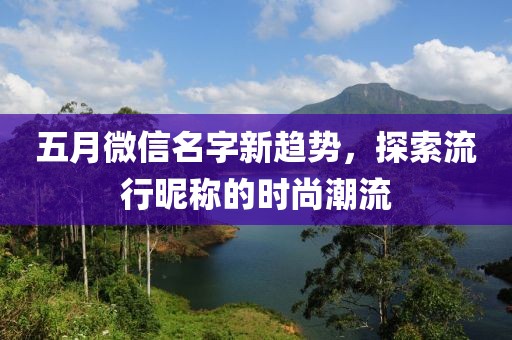 五月微信名字新趋势，探索流行昵称的时尚潮流