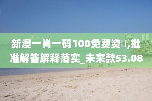 新澳一肖一码100免费资枓,批准解答解释落实_未来款53.08