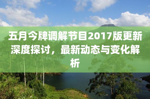 五月今牌调解节目2017版更新深度探讨，最新动态与变化解析