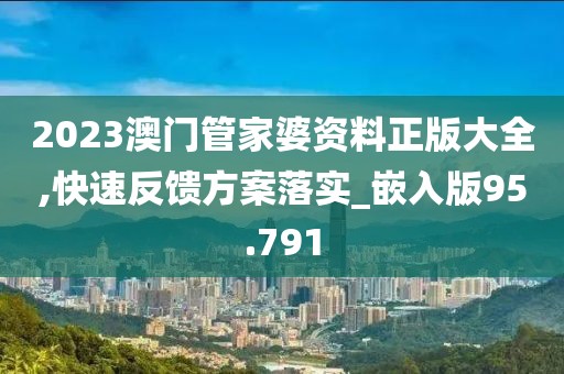 2023澳门管家婆资料正版大全,快速反馈方案落实_嵌入版95.791