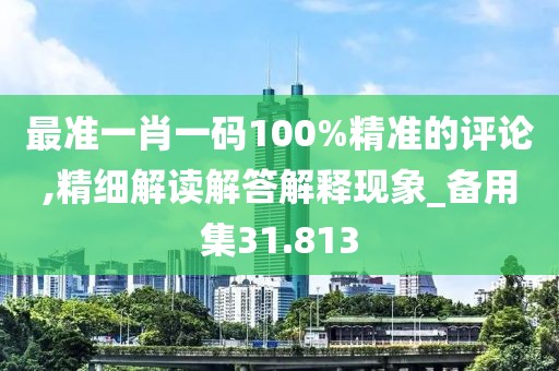 最准一肖一码100%精准的评论,精细解读解答解释现象_备用集31.813