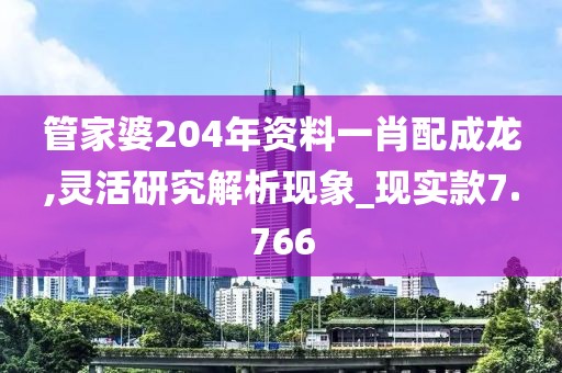 管家婆204年资料一肖配成龙,灵活研究解析现象_现实款7.766