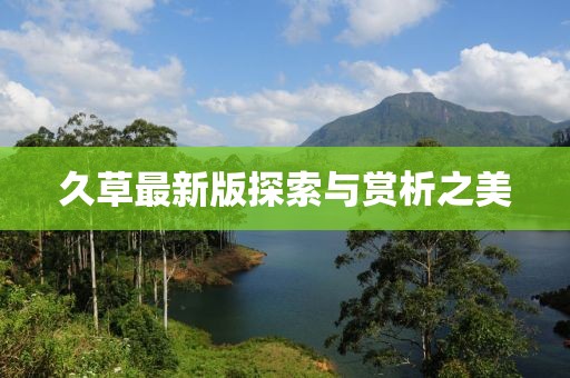 久草最新版探索与赏析之美