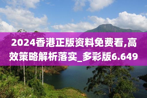 2024香港正版资料免费看,高效策略解析落实_多彩版6.649