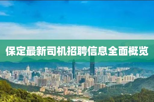 保定最新司机招聘信息全面概览