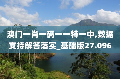 澳门一肖一码一一特一中,数据支持解答落实_基础版27.096