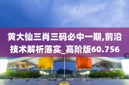 黄大仙三肖三码必中一期,前沿技术解析落实_高阶版60.756
