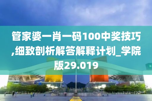 管家婆一肖一码100中奖技巧,细致剖析解答解释计划_学院版29.019