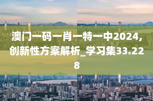 澳门一码一肖一特一中2024,创新性方案解析_学习集33.228